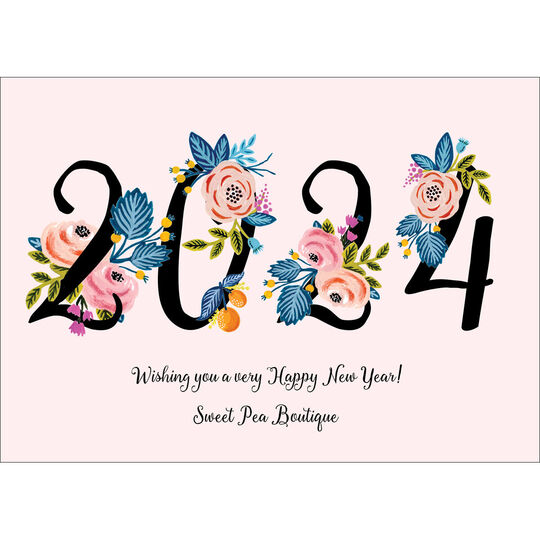 Floral 2024 Flat New Year Cards